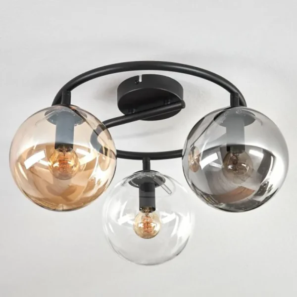 hofstein Gastor Plafonnier, Boule lumineuse 37 cm Ambre, Clair, Fumé, 3 lumières* Lampes Modernes