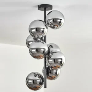 hofstein Gastor Plafonnier, Boule lumineuse Chrome, Fumé, 8 lumières* Lampes Modernes