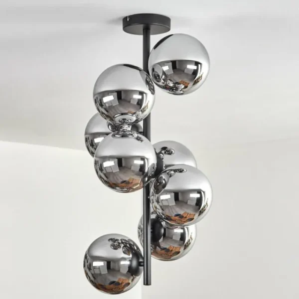 hofstein Gastor Plafonnier, Boule lumineuse Chrome, Fumé, 8 lumières* Lampes Modernes