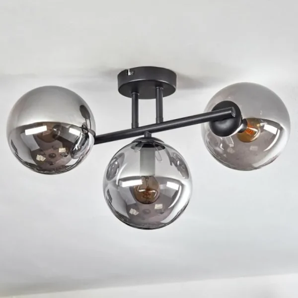 hofstein Gastor Plafonnier, Boule lumineuse Fumé, 3 lumières* Lampes Modernes