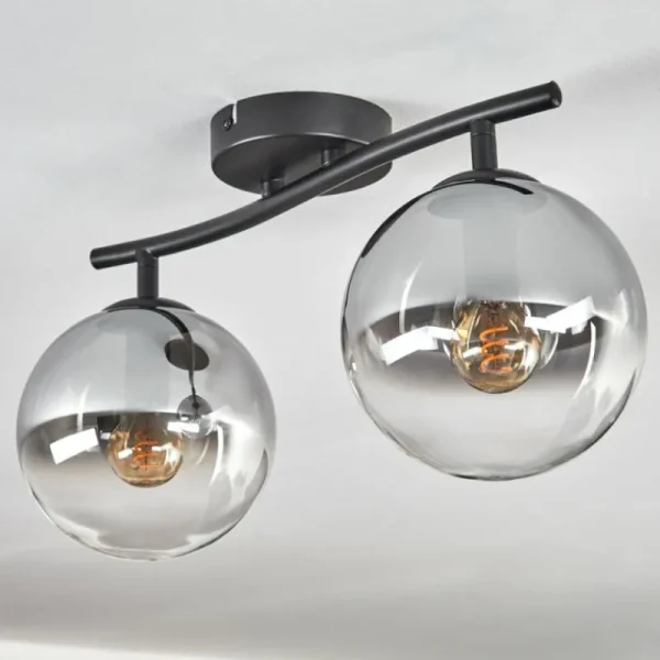 hofstein Gastor Plafonnier, Boule lumineuse Clair, Fumé, 2 lumières* Lampes Modernes