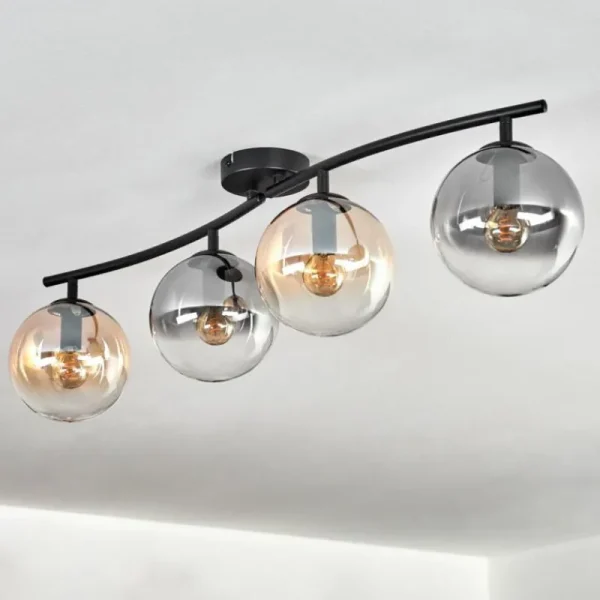 hofstein Gastor Plafonnier, Boule lumineuse Ambre, Clair, Fumé, 4 lumières* Lampes Modernes