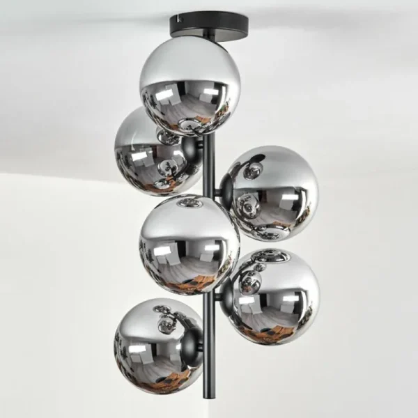 hofstein Gastor Plafonnier, Boule lumineuse Chrome, Fumé, 6 lumières* Lampes Modernes
