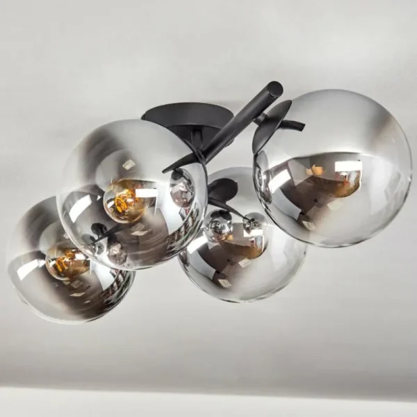hofstein Gastor Plafonnier, Boule lumineuse Chrome, Clair, Fumé, 4 lumières* Lampes Modernes