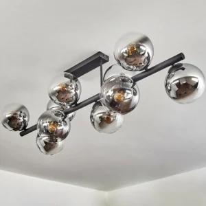 hofstein Gastor Plafonnier, Boule lumineuse Chrome, Clair, Fumé, 10 lumières* Lampes Modernes