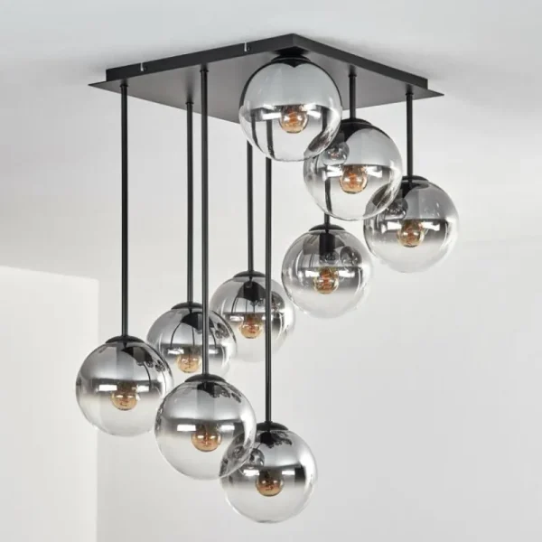 hofstein Gastor Plafonnier, Boule lumineuse Clair, Fumé, 9 lumières* Lampes Modernes
