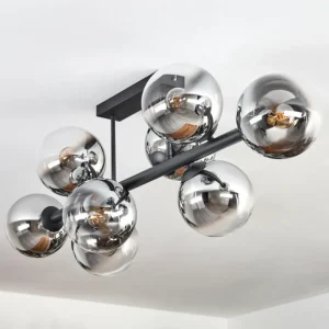 hofstein Gastor Plafonnier, Boule lumineuse Chrome, Clair, Fumé, 8 lumières* Lampes Modernes