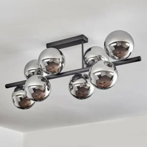 hofstein Gastor Plafonnier, Boule lumineuse Chrome, Fumé, 8 lumières* Lampes Modernes