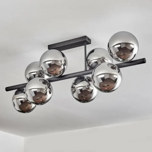 hofstein Gastor Plafonnier, Boule lumineuse Chrome, Fumé, 8 lumières* Lampes Modernes