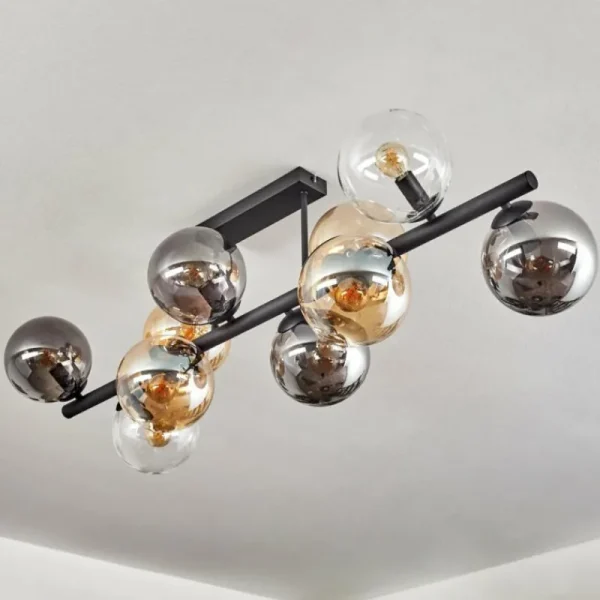 hofstein Gastor Plafonnier, Boule lumineuse Ambre, Clair, Fumé, 10 lumières* Lampes Modernes