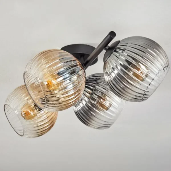hofstein Gastor Plafonnier, Boule lumineuse Ambre, Clair, Fumé, 4 lumières* Lampes Modernes