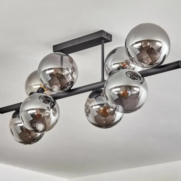 hofstein Gastor Plafonnier, Boule lumineuse Fumé, 8 lumières* Lampes Modernes