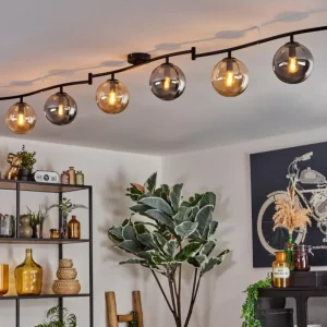 hofstein Gastor Plafonnier, Boule lumineuse Ambre, Fumé, 6 lumières* Lampes Modernes