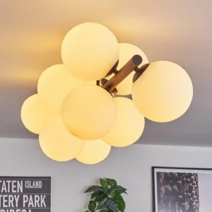 hofstein Gastor Plafonnier, Boule lumineuse Blanc, 10 lumières* Lampes En Verre