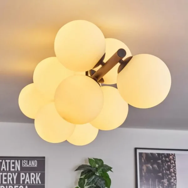hofstein Gastor Plafonnier, Boule lumineuse Blanc, 10 lumières* Lampes En Verre