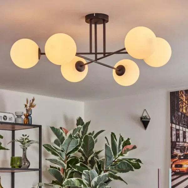 hofstein Gastor Plafonnier, Boule lumineuse Blanc, 6 lumières* Lampes En Verre