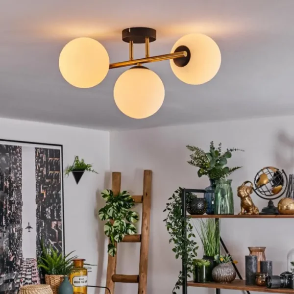 hofstein Gastor Plafonnier, Boule lumineuse 42 cm Or, Noir, 3 lumières* Lampes En Verre