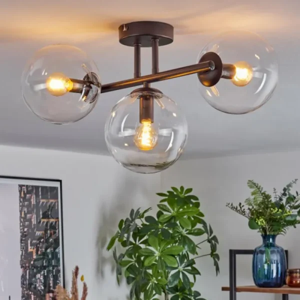 hofstein Gastor Plafonnier, Boule lumineuse Clair, 3 lumières* Lampes En Verre