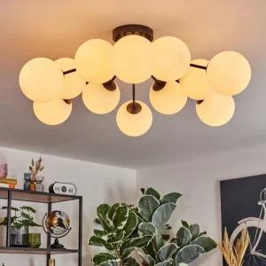 hofstein Gastor Plafonnier, Boule lumineuse Blanc, 12 lumières* Lampes En Verre