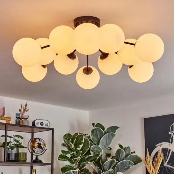 hofstein Gastor Plafonnier, Boule lumineuse Blanc, 12 lumières* Lampes En Verre