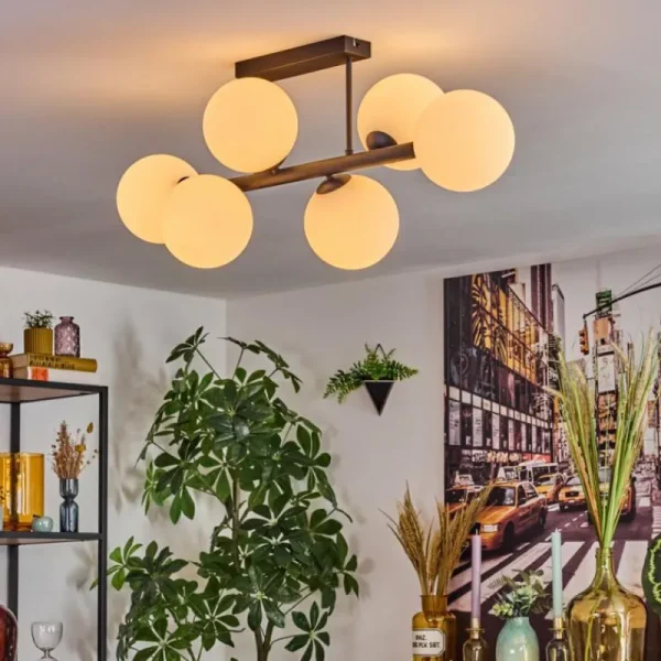 hofstein Gastor Plafonnier, Boule lumineuse Blanc, 6 lumières* Lampes En Verre