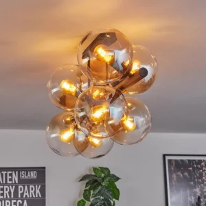 hofstein Gastor Plafonnier, Boule lumineuse Ambre, Clair, 8 lumières* Lampes En Verre