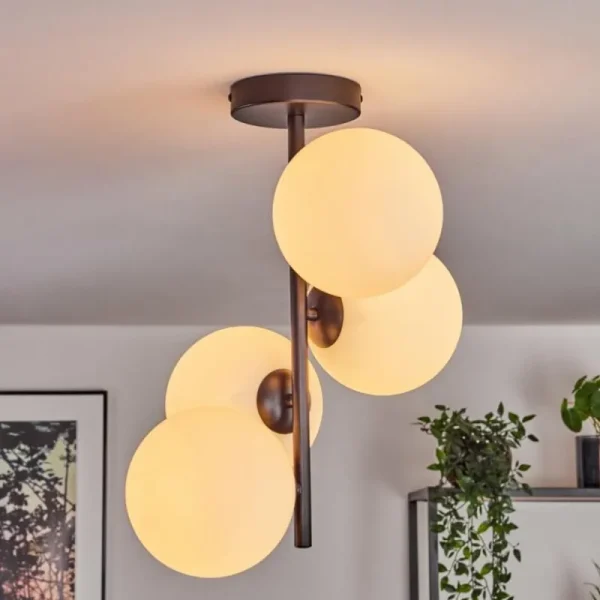 hofstein Gastor Plafonnier, Boule lumineuse Transparent, 4 lumières* Lampes En Verre