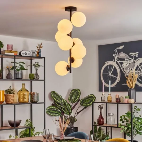 hofstein Gastor Plafonnier, Boule lumineuse Transparent, 8 lumières* Lampes En Verre