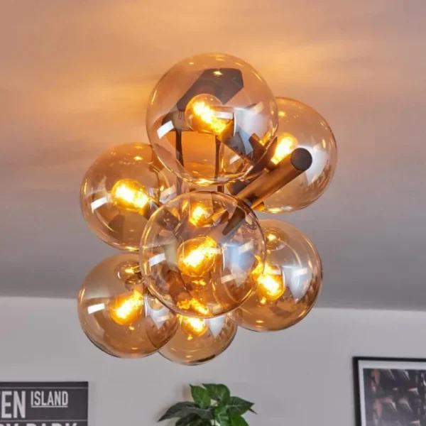 hofstein Gastor Plafonnier, Boule lumineuse Ambre, 8 lumières* Lampes En Verre