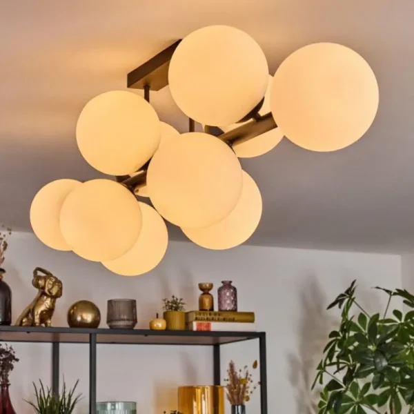 hofstein Gastor Plafonnier, Boule lumineuse Blanc, 10 lumières* Lampes En Verre