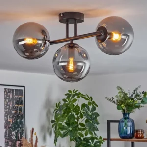 hofstein Gastor Plafonnier, Boule lumineuse Fumé, 3 lumières* Lampes Modernes