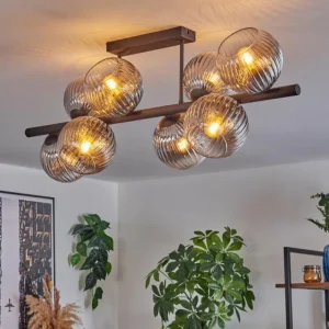 hofstein Gastor Plafonnier, Boule lumineuse Clair, Fumé, 8 lumières* Lampes Modernes