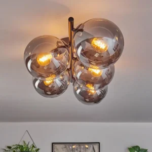 hofstein Gastor Plafonnier, Boule lumineuse Fumé, 5 lumières* Lampes Modernes
