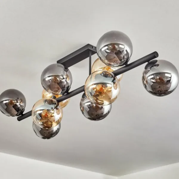 hofstein Gastor Plafonnier, Boule lumineuse Ambre, Fumé, 10 lumières* Lampes Modernes