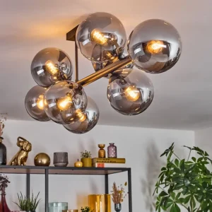 hofstein Gastor Plafonnier, Boule lumineuse Fumé, 8 lumières* Lampes Modernes