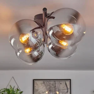 hofstein Gastor Plafonnier, Boule lumineuse Chrome, Clair, Fumé, 4 lumières* Lampes Modernes