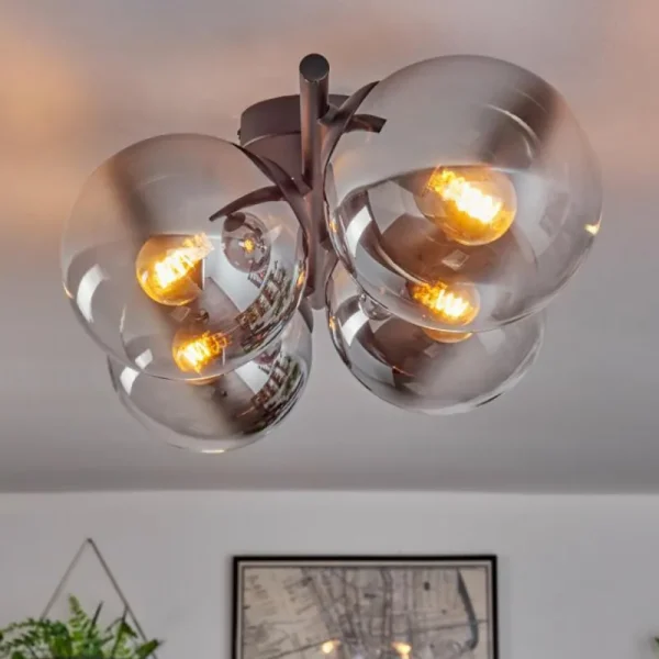 hofstein Gastor Plafonnier, Boule lumineuse Chrome, Clair, Fumé, 4 lumières* Lampes Modernes