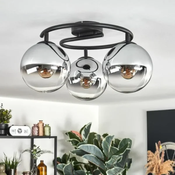 hofstein Gastor Plafonnier, Boule lumineuse 37 cm Chrome, Clair, Fumé, 3 lumières* Lampes Modernes