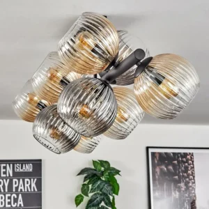 hofstein Gastor Plafonnier, Boule lumineuse Ambre, Clair, Fumé, 10 lumières* Lampes Modernes