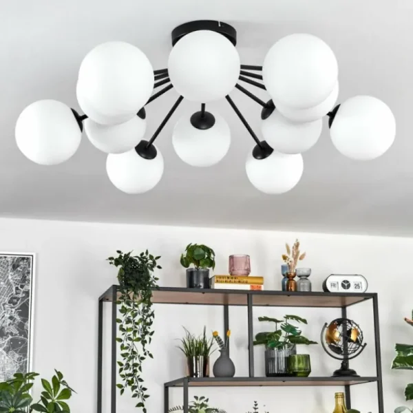 hofstein Gastor Plafonnier, Boule lumineuse Blanc, 12 lumières* Lampes En Verre