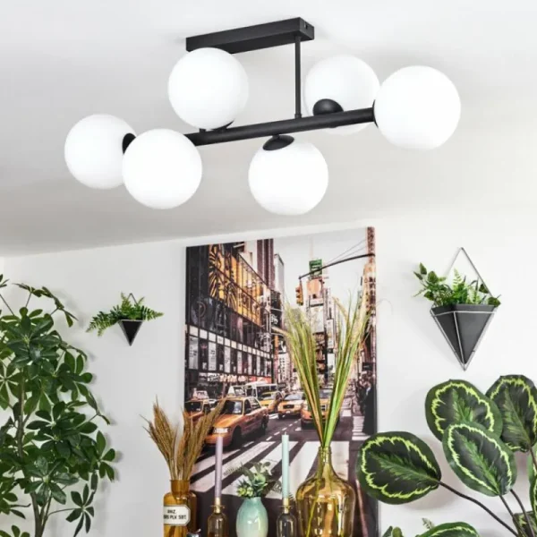 hofstein Gastor Plafonnier, Boule lumineuse Blanc, 6 lumières* Lampes En Verre
