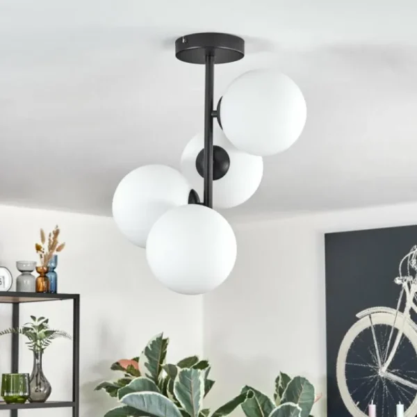 hofstein Gastor Plafonnier, Boule lumineuse Transparent, 4 lumières* Lampes En Verre
