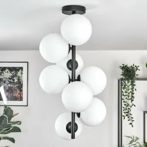 hofstein Gastor Plafonnier, Boule lumineuse Transparent, 8 lumières* Lampes En Verre