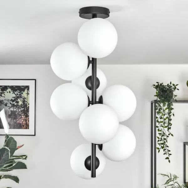 hofstein Gastor Plafonnier, Boule lumineuse Transparent, 8 lumières* Lampes En Verre