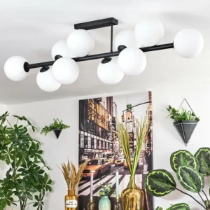 hofstein Gastor Plafonnier, Boule lumineuse Blanc, 10 lumières* Lampes En Verre