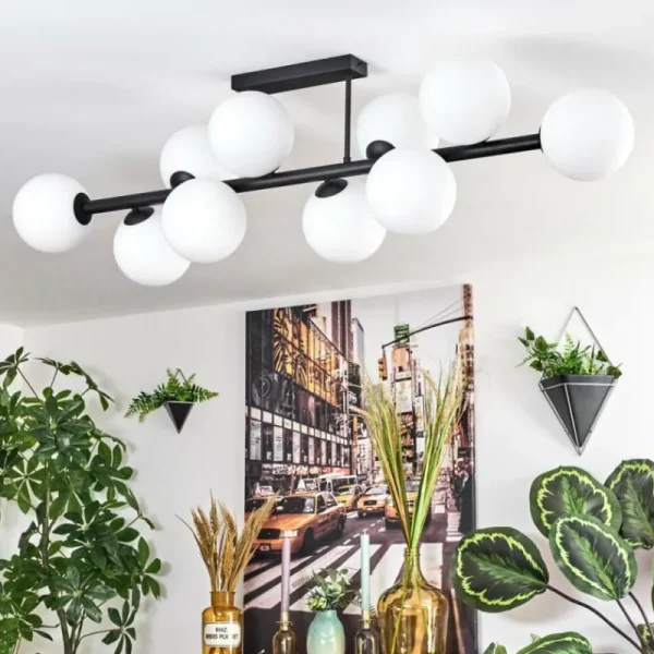 hofstein Gastor Plafonnier, Boule lumineuse Blanc, 10 lumières* Lampes En Verre