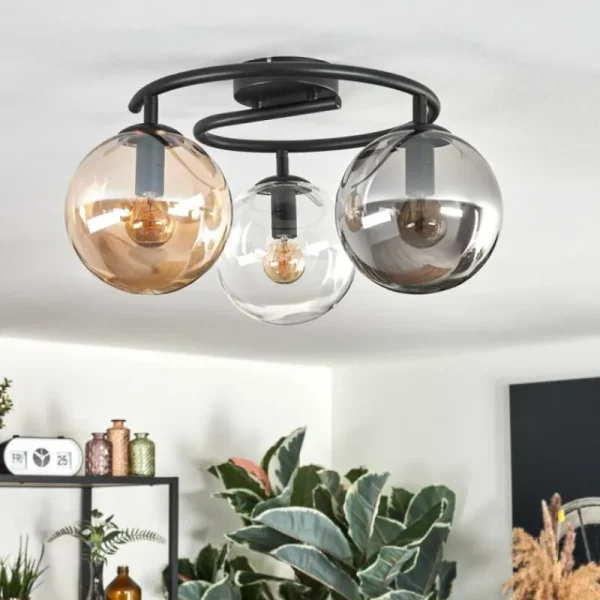 hofstein Gastor Plafonnier, Boule lumineuse 37 cm Ambre, Clair, Fumé, 3 lumières* Lampes Modernes