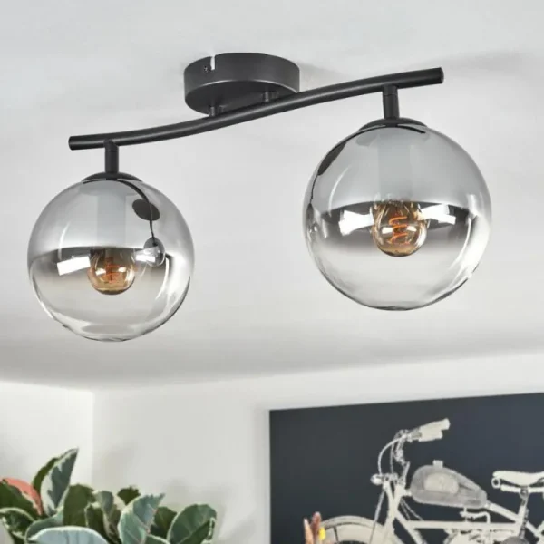 hofstein Gastor Plafonnier, Boule lumineuse Clair, Fumé, 2 lumières* Lampes Modernes