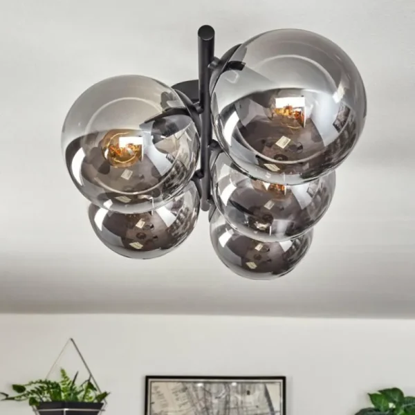 hofstein Gastor Plafonnier, Boule lumineuse Fumé, 5 lumières* Lampes Modernes