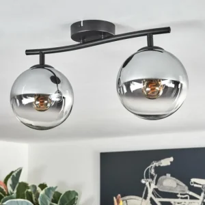 hofstein Gastor Plafonnier, Boule lumineuse Chrome, Clair, Fumé, 2 lumières* Lampes Modernes